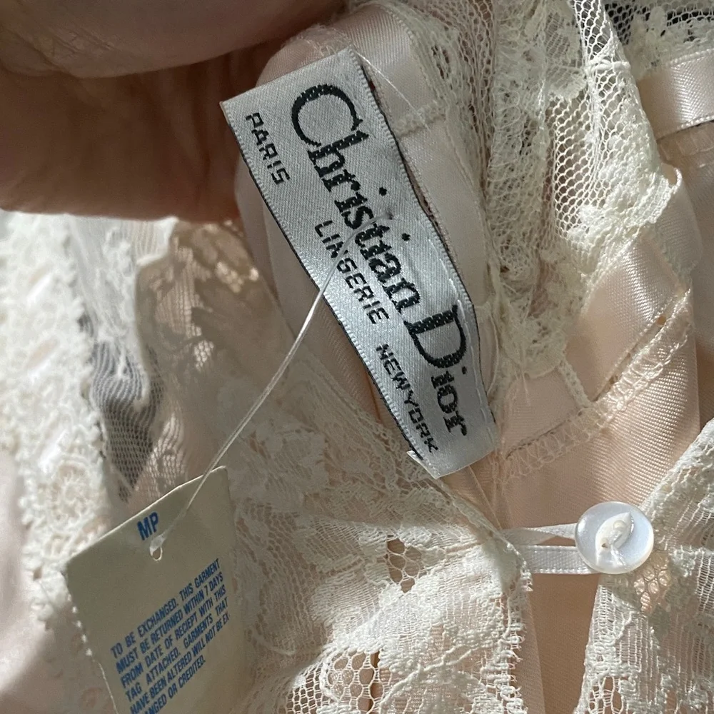 Elegant Lace Trim Satin Christian Dior Nightgown - Picture 4 of 10